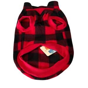 Red and Black Plaid Fleece Dog Sweater Size Large Warm Cozy
